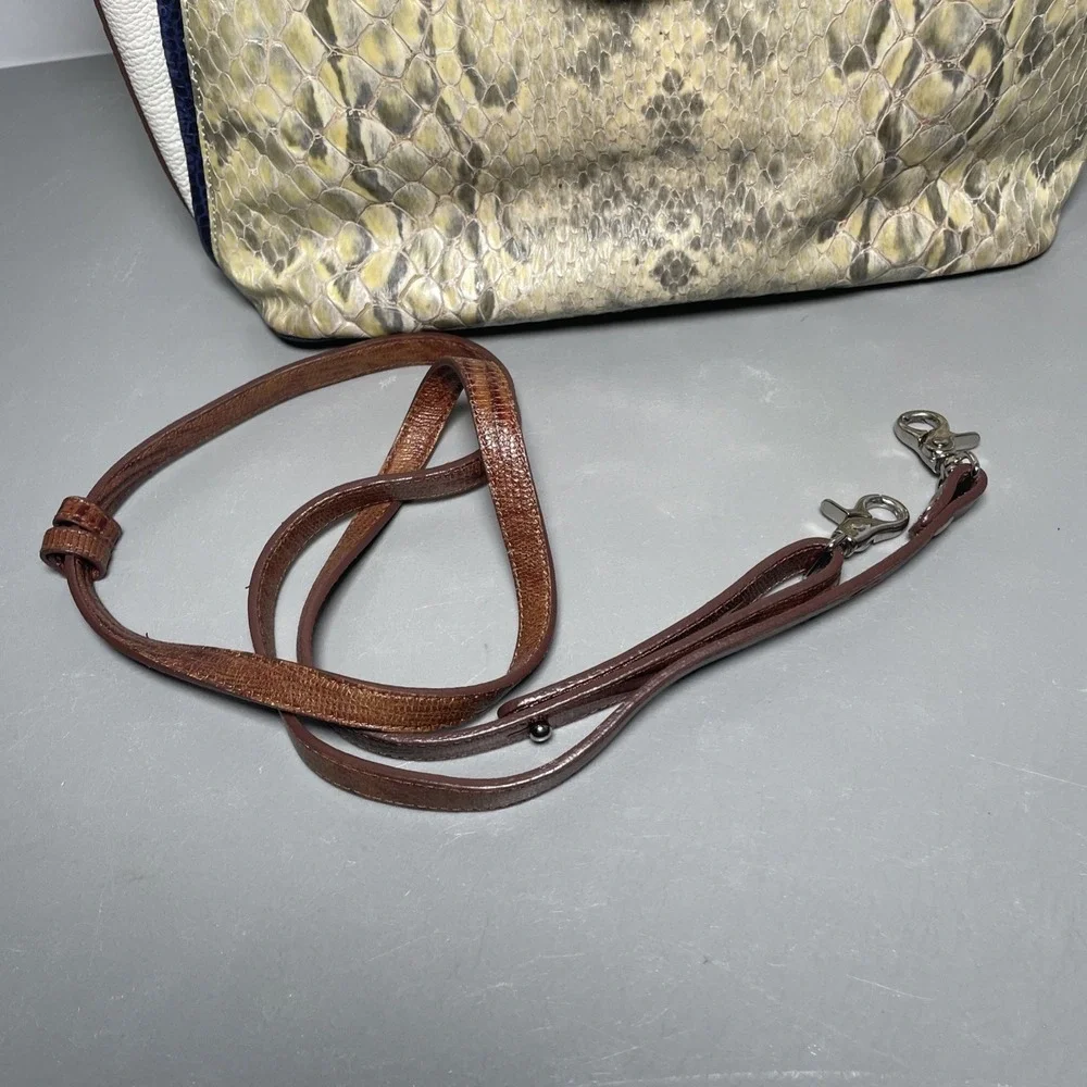 BRAHMIN‎ DUXBURY SATCHEL BAG SNAKESKIN EMBOSSED LEATHER